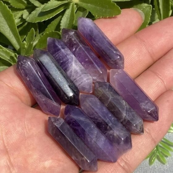 20PCS Set Amethyst Crystal Double Points Healing Tower Gemstones Reiki 2-3" Gift 2