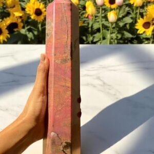 Large Rhodonite Crystal Tower Handmade Crystal Home Office Decorative Point 1
