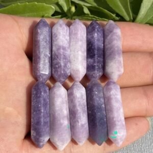 20PCS Set Lepidolite Crystal Double Points Healing Tower Gemstones Reiki 2-3" 2