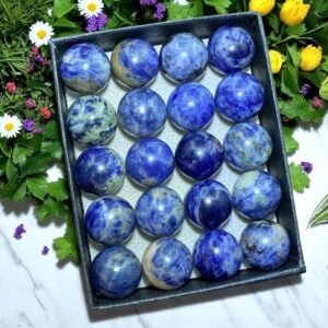 50Pcs Mini Sodalite Crystal Spheres Balls Healing Gemstone Crafts Gift 15+MM 1