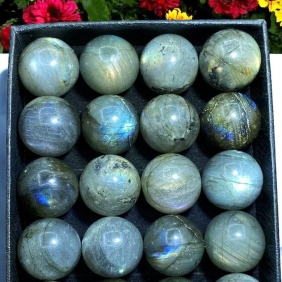 50Pcs Mini Labradorite Crystal Spheres Balls Healing Gemstone Crafts Gift 15+MM 1