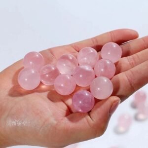 50Pcs Mini Rose Quartz Crystal Spheres Balls Healing Gemstone Crafts Gift 15+MM 2