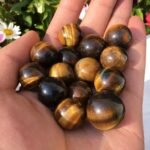 50Pcs Mini Tiger Eye Crystal Spheres Balls Healing Gemstone Crafts Gift 15+MM 1