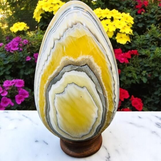 Huge Zebra Calcite Crystal Egg Handmade Crystal Home Office Decorative Egg 2