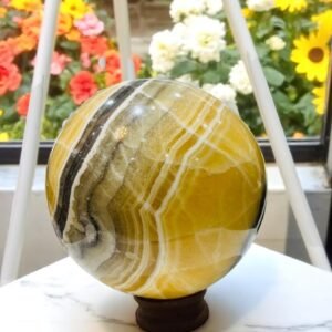 Large Zebra Calcite Crystal Sphere Handmade Crystal Home Office Decorative Ball 2