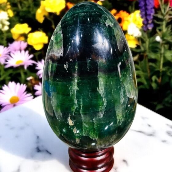 Large 170MM Green Fluorite Crystal Egg Handmade Crystal Home Office Decorative 2