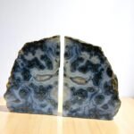 Moss Agate Stone Bookends Rock Crystal Book Holder, Decorative Home Decor 2
