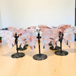 Beautiful Pink Amethyst Butterfly with Stand Carved Pink Amethyst Figurine 2