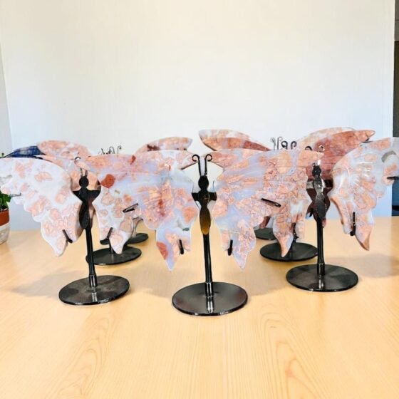 Beautiful Pink Amethyst Butterfly with Stand Carved Pink Amethyst Figurine 2