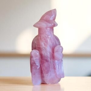 Large Rose Quartz Merlin Carving - Gentle Energy Statue Unique Gift Home Decor 2