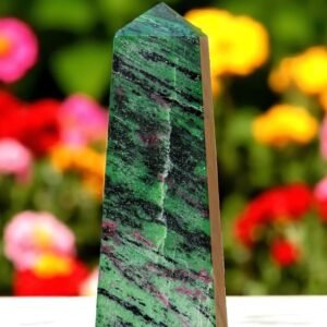 175MM Ruby Zoisite Obelisk Tower - Polished 4 Facet Healing Meditation Showpiece 2