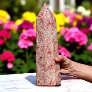 Orange Sunstone 8-Sided Tower Point - Mineral Specimen Energy Balancing Crystal 1
