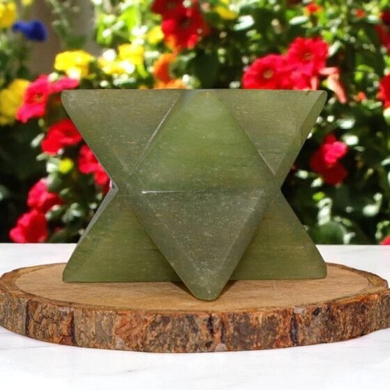 Natural 100MM Green Aventurine Star Merkaba - Healing Chakra Meditation Crystal 1