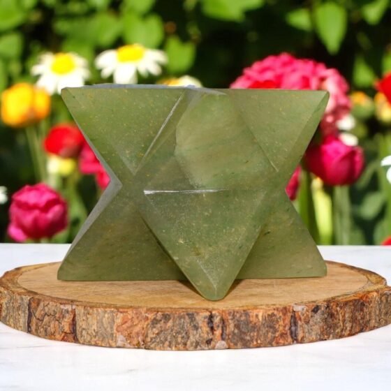 Natural 100MM Green Aventurine Star Merkaba - Healing Chakra Meditation Crystal 2