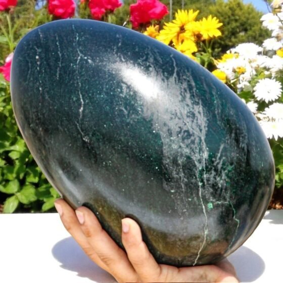 250MM Massive Natural Green Jade Egg - Healing Energy Metaphysical Carved Stone 1