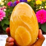 Rare AAA+ 190MM Yellow Zebra Calcite Egg - Vibrant Metaphysical Healing Crystal 1