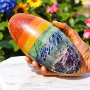 Giant 215MM 7 Chakra Lingam Handmade Crystal Healing Metaphysical Stone 2