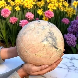 Giant 210MM Peach Moonstone Crystal Sphere Natural Crystal Healing Metaphysical 2