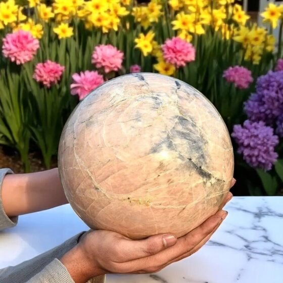 Giant 210MM Peach Moonstone Crystal Sphere Natural Crystal Healing Metaphysical 2