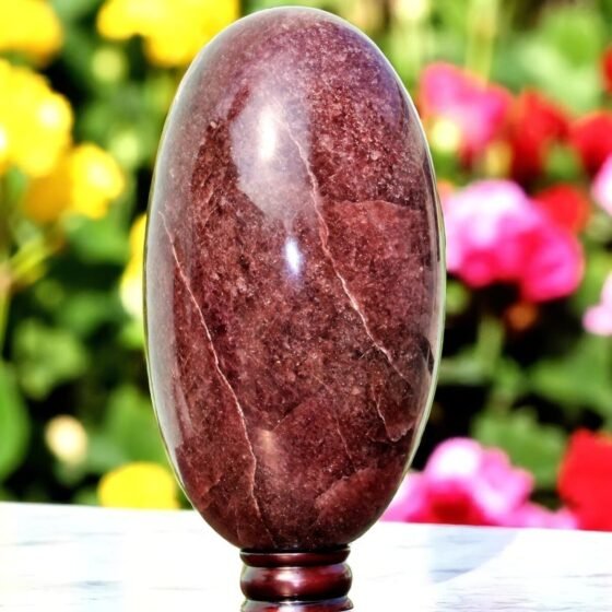 Rare 290MM Huge Red Strawberry Quartz Crystal Lingam Power Healing Decor Stone 1