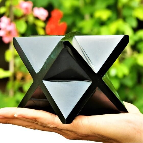 Massive 5 Inch Black Tourmaline Quartz Merkaba Star Healing Energy Chakra Decor 1