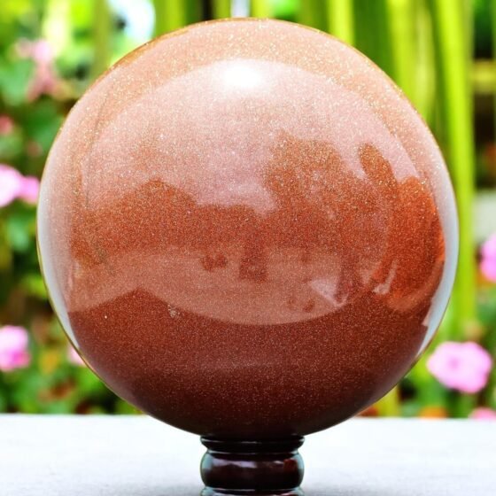 Large Massive 23CM Red Goldstone Crystal Ball Reiki Power Spiritual Unique Gift 1