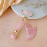 Rose Quartz Roller and Gua sha Set Reduces Wrinkles Fine lines and Dark Circles 2