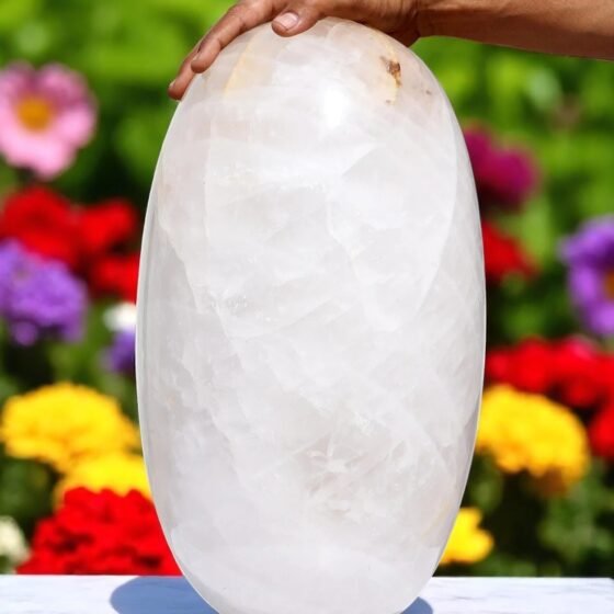 HUGE 430MM Clear Petalite Quartz Crystal Lingam Natural Healing Meditation Stone 1