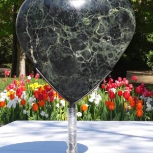 Huge Green Nephrite Jade Crystal Heart With Stand Spiritual Awakening UniqueGift 2