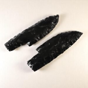 2Pcs Hand Knapped Black Obsidian Knife Set - Athame Custom Hunting Knives Gift 2