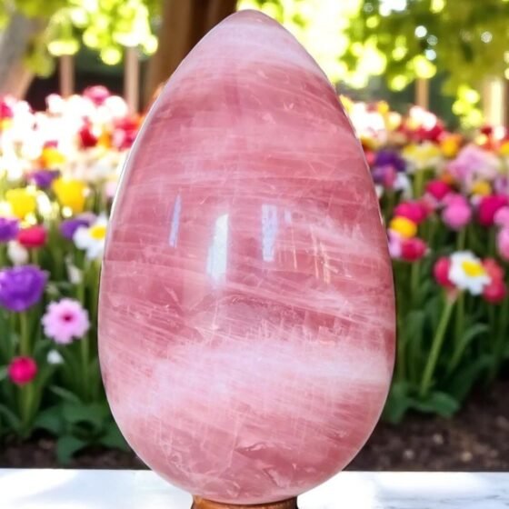 HUGE 279MM AAA++ Pink Star Rose Quartz Egg Healing Energy Meditation Gift 2