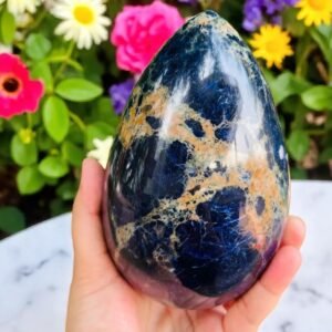 Large 140MM Natural Sodalite Crystal Egg | Polished Healing & Metaphysical Stone 2