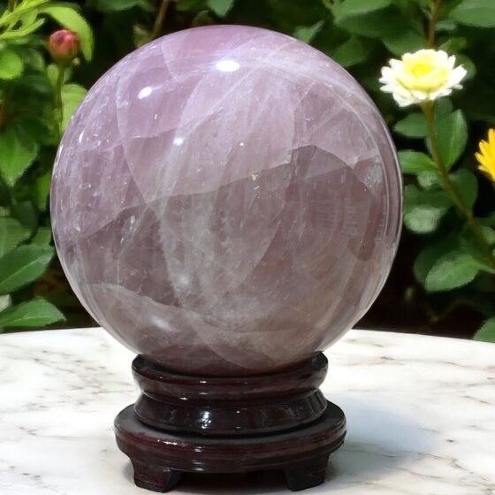 GIANT 350MM Rose Quartz Crystal Sphere 122LB | Polished Healing Ball + Base 1