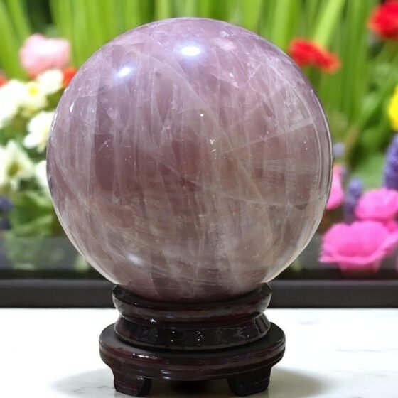 GIANT 350MM Rose Quartz Crystal Sphere 122LB | Polished Healing Ball + Base 2