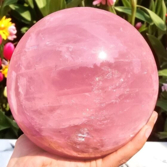 HUGE 200mm Rose Quartz Sphere | Polished Crystal Ball for Meditation & Home Deco 1