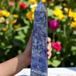 HUGE 350MM Blue Sodalite Tower | 4-Faceted Crystal Obelisk Meditation Healing 2