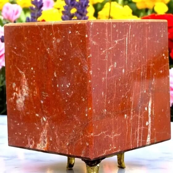 Large 73MM Red Jasper Stone Cube | Reiki Charged Chakra Balancing Decor Gift 1