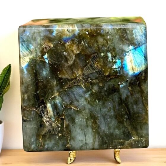 80MM Flashy Labradorite Cube | Polished Healing Crystal Chakra Stone Decor 1