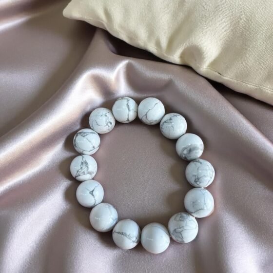 Authentic White Howlite Crystal Bracelet Men & Women 12MM Beads Healing Gemstone 2