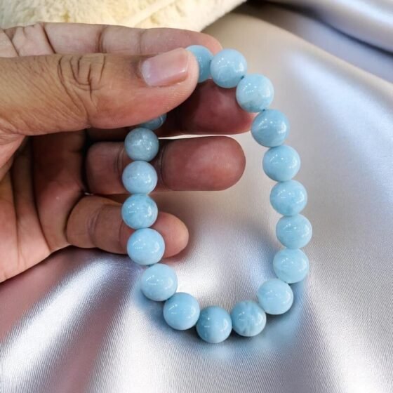 Authentic 10mm Aquamarine Round Bead Bracelet | Unisex Spiritual Healing Jewelry 1