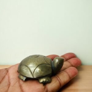 Pyrite Crystal Turtle - Handmade Home Office Decor Healing Stone Figurine 1