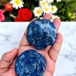 50-60MM Sodalite Hand Carved Crystal Rose - Home Office Tabletop Decor Gift 2