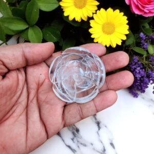 40-50MM Clear Quartz Crystal Rose - Unique Hand Carved Flower - Healing Stone 2