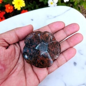 50-60MM Red Mahogany Crystal Rose Unique Hand Carved Flower Office Table Decor 2