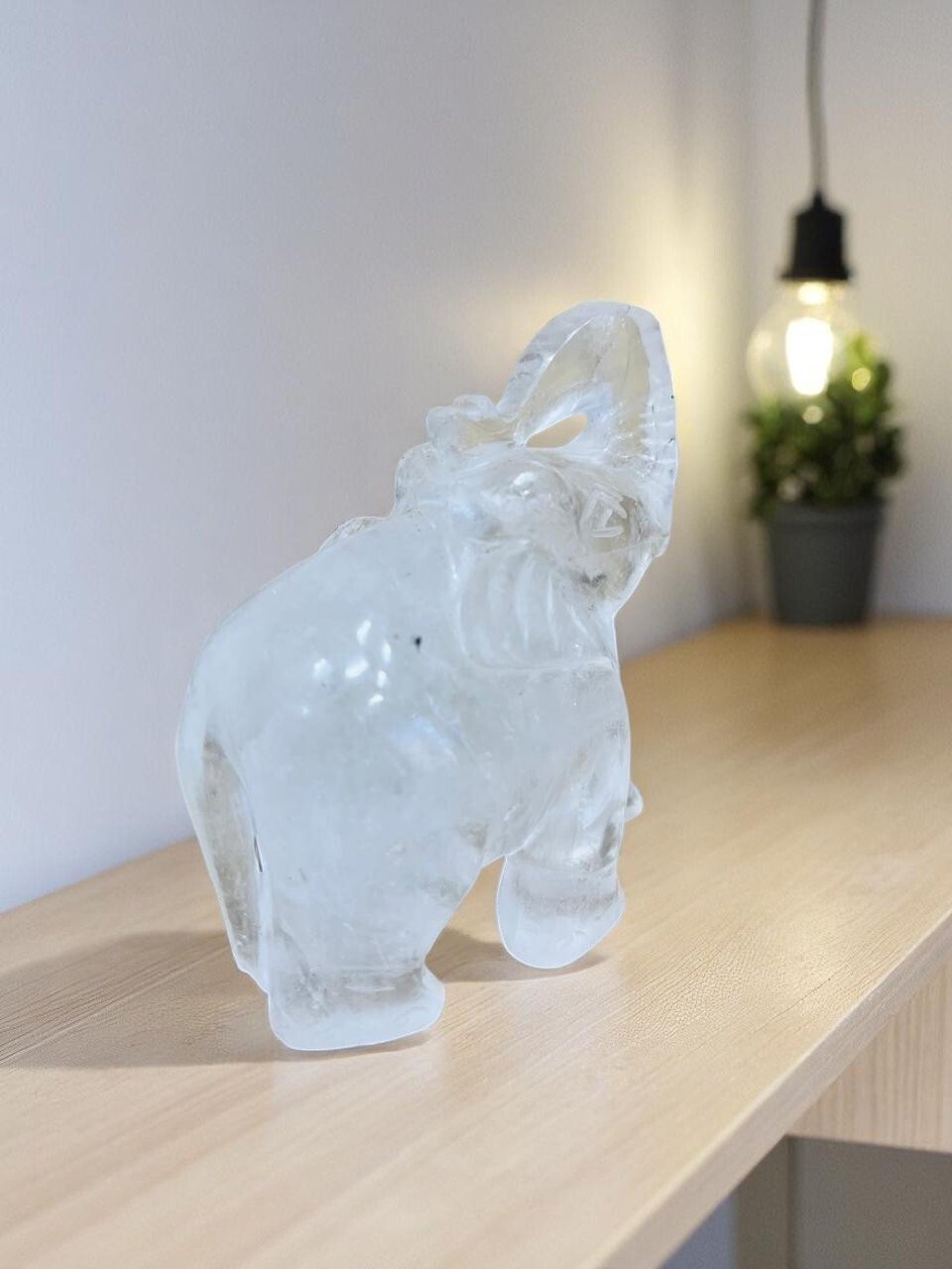 Large Clear Quartz Crystal Elephant Handmade Home Office Decor Feng Shui Stone 2