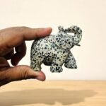 Dalmatian Jasper Crystal Elephant Statue | Grounding Stone Home Office Decor 1