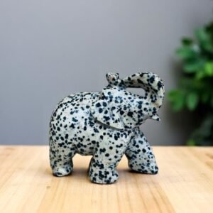 Dalmatian Jasper Crystal Elephant Statue | Grounding Stone Home Office Decor 2