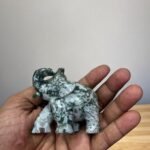 Large Moss Agate Crystal Elephant Figurine Handmade Home Office Decor Gift 2