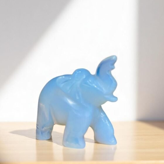 Large Opalite Crystal Elephant Figurine Handmade Home Office Decor Gift 2