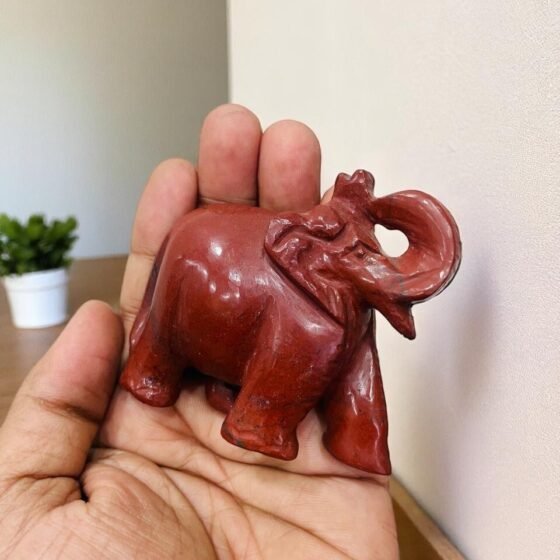 Large Red Jasper Crystal Elephant Figurine Handmade Home Office Decor Gift 2